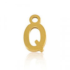 Stainless steel charm initial Q Gold